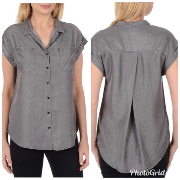 Jachs Girlfriend Womens Button Down Shirt Tencel Quinn Cap Sleeve Top NWT